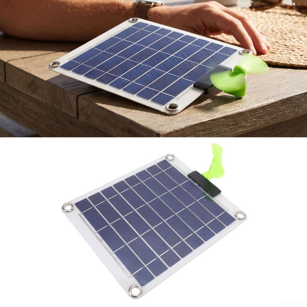 Panneau solaire bifacial transparent avec double ventilateur USB pour une puissance de sortie constante pendant les expéditions en plein air (B)