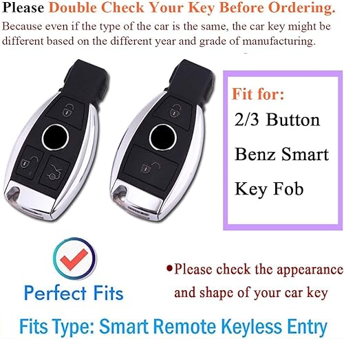 Miniatura 3 de SANRILY Funda para llave de Mercedes Benz A B C E R Class GLK GLA GLC GLE CLS SLK AMG Funda protectora de llave con llavero blanco