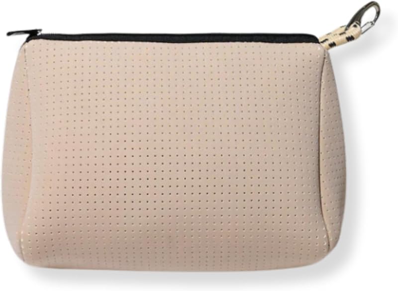 Necessaire grande POPUPS com zíper em neoprene Latte, lavável à máquina, Pacote com 1
