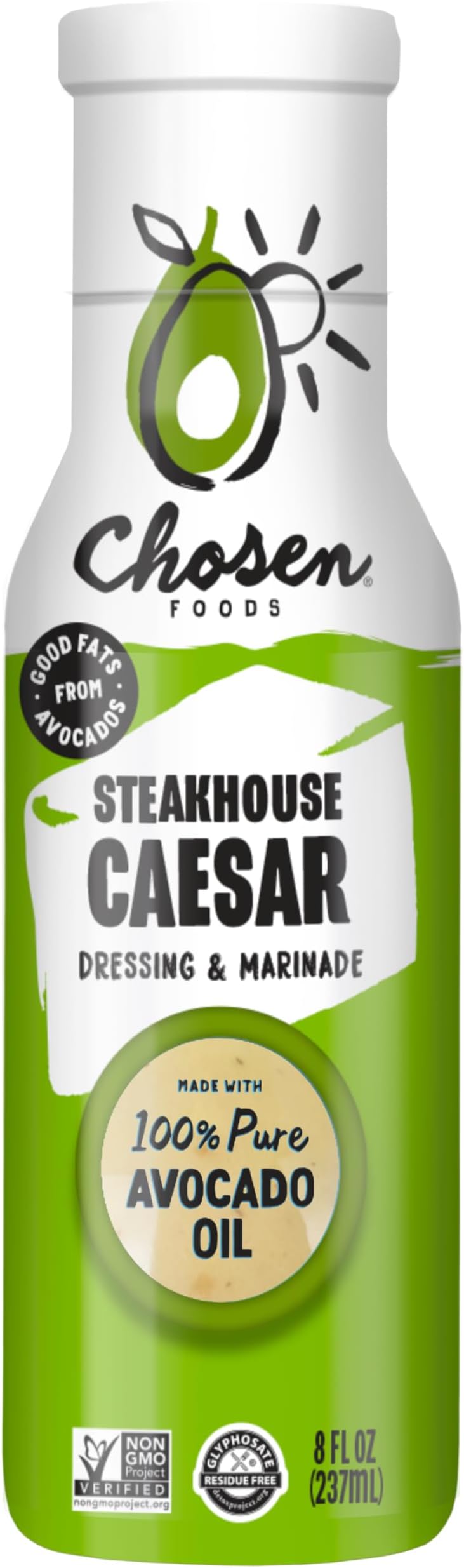 Chosen Foods Steakhouse Caesar Dressing & Marinade 8 oz with Recipe e-Book Bundle