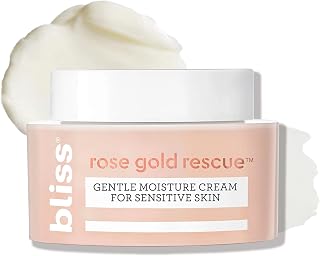 Bliss Rose Gold Rescue Moisturizer - 1.5 Oz - Gentle Face Cream - Soothing Rose Water & Nourishing Colloidal Gold for Sensitive Skin - Fragrance-Free - Clean - Vegan & Cruelty-Free