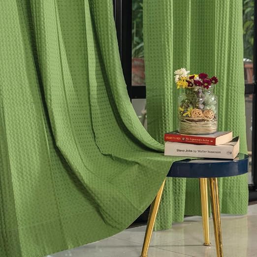 Buy Urban Space 100 Cotton Waffle Weave Curtains for Door, 7 feet Long