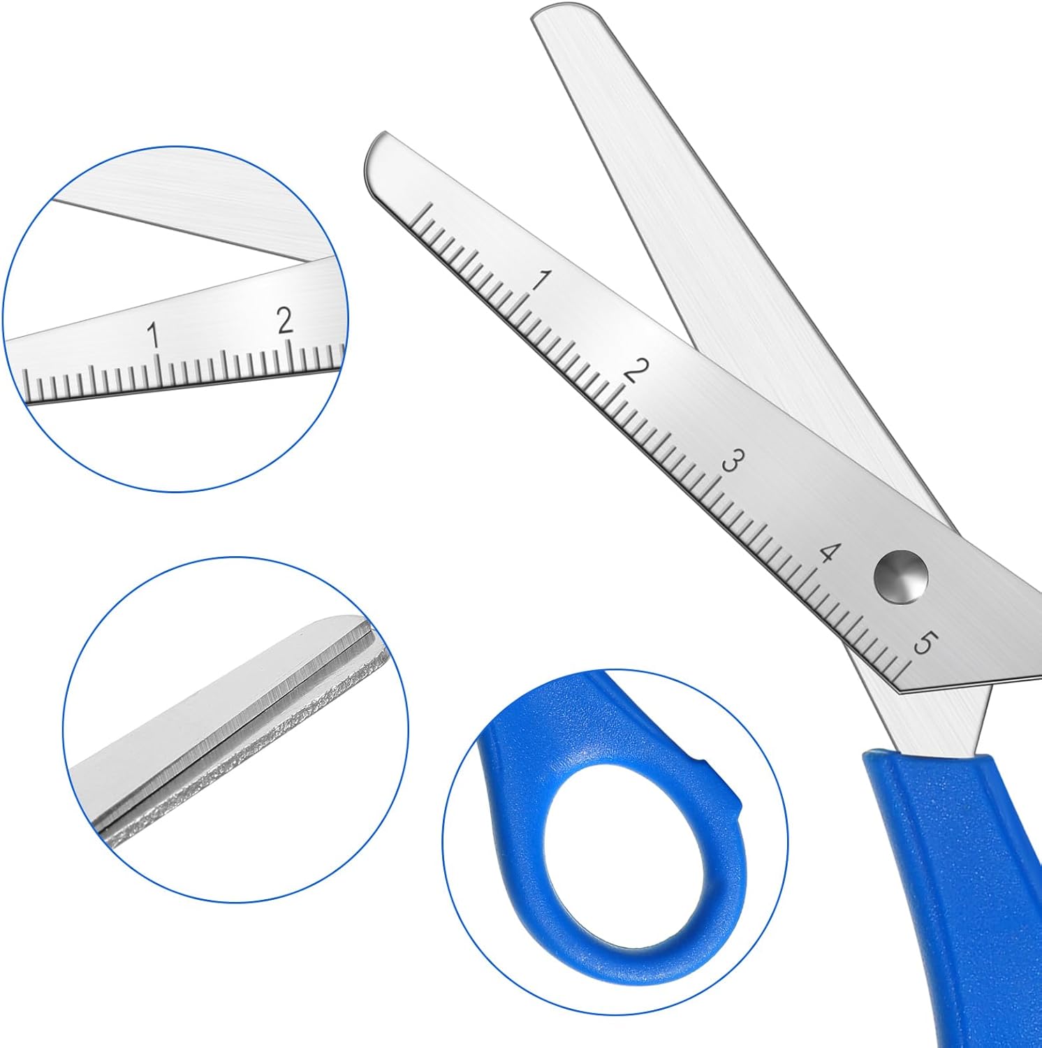 Honoson 100 Pack Scissors for Kids 5 Inch Blunt Tip Scissors Bulk Safety Multipurpose Stainless Steel Paper with Comfort Grip Handles for Operation School Class Supplies