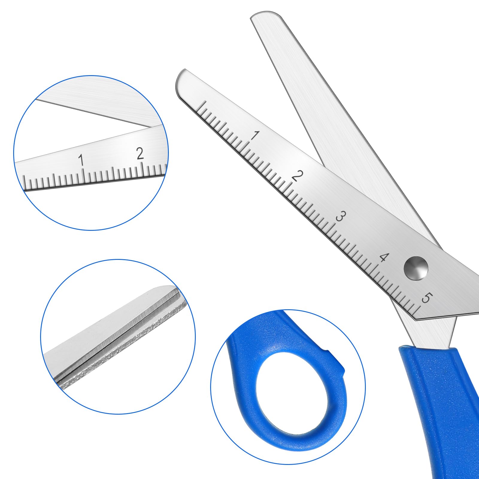 Honoson Schere mit stumpfer Spitze, Sicherheits-Edelstahl-Papier mit komfortablen Griffen, für den Betrieb, Schule, Klasse, Bürobedarf (Blau, Rot, Grün, Schwarz, Violett, 100 Stück)