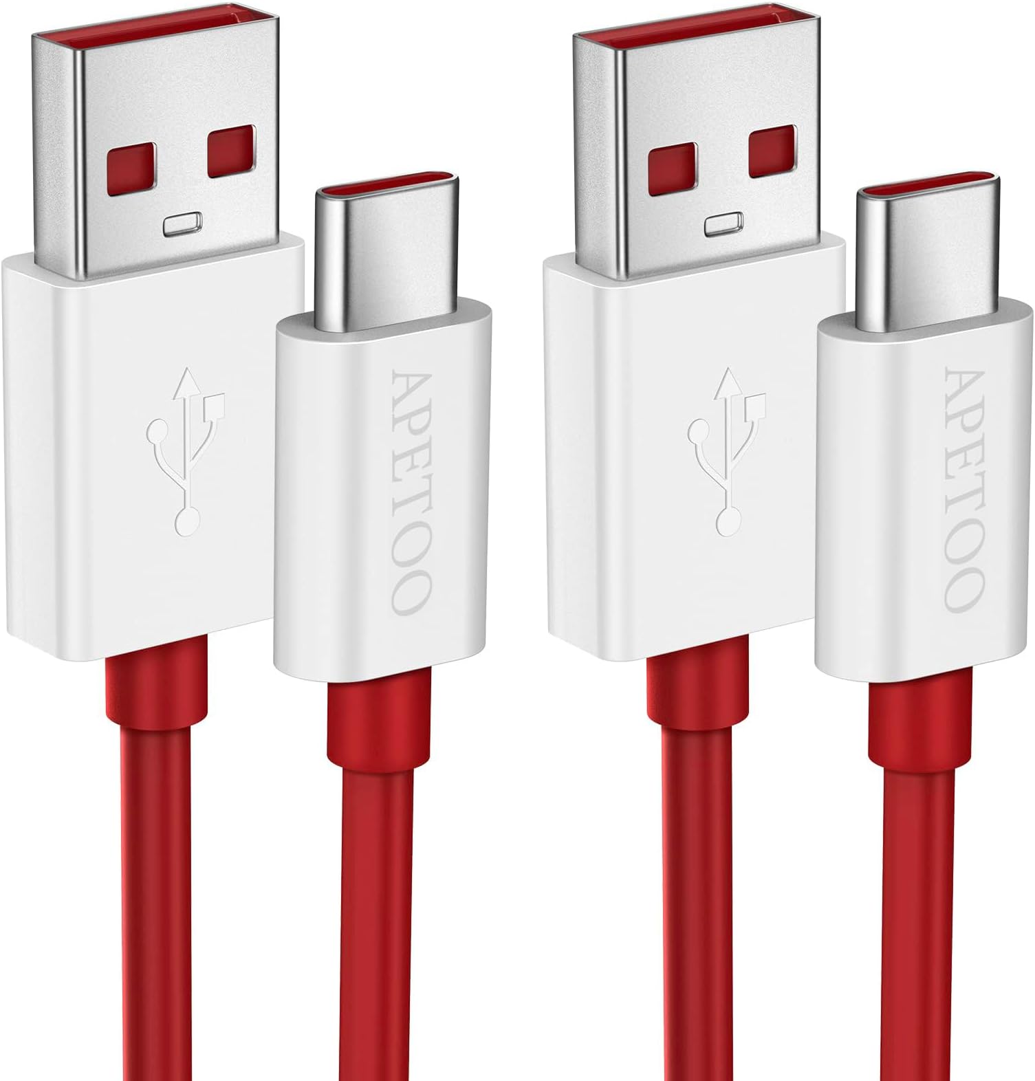 APETOO USB-A to USB-C Cable for Super-vooc Charging for OnePlus 15/15R/13/12/11 5G/10 Pro 6FT, 2-Pack A to C Cable for Warp-Charging 65W Super Fast Charge Cord for OnePlus 8 Pro 7 Pro Nord 4 3 CE 2