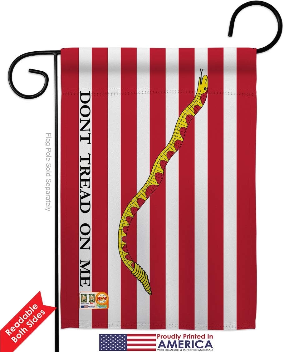 First Navy Jack Garden Flag Set Wood Dowel Americana US Historic July Memorial Veteran Independence United State American Small Decorative Gift Yard House Banner Double-Sided Made In USA 13 X 18.5