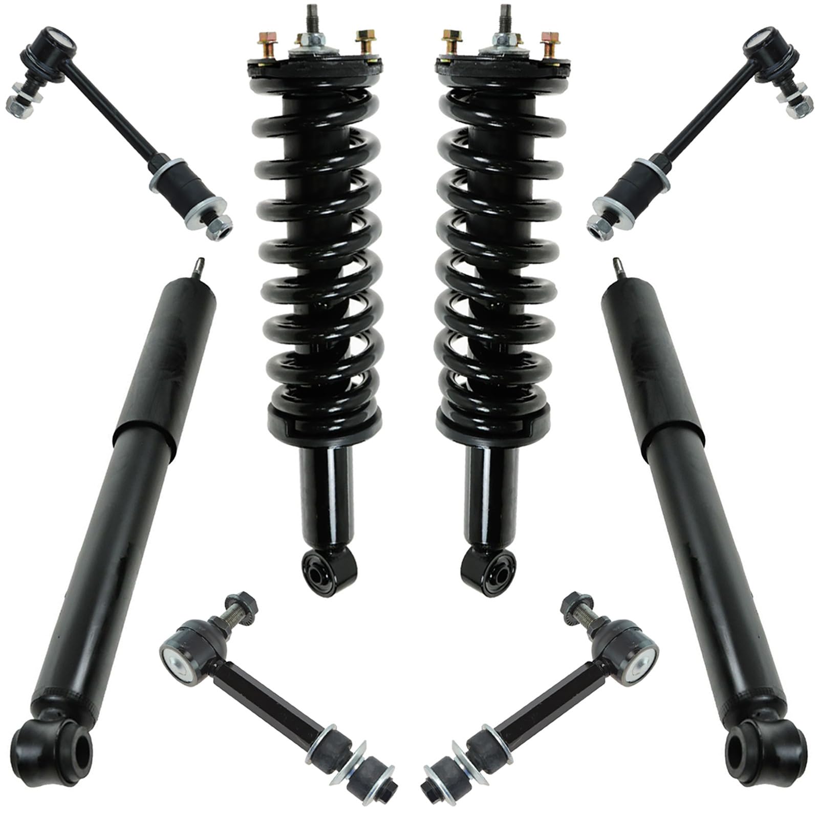 TRQ Front and Rear Suspension Kit Complete Strut & Coil Spring Assembly Shock Absorber Sway Bar Stabilizer Link Compatible with 1996-2002 Toyota
