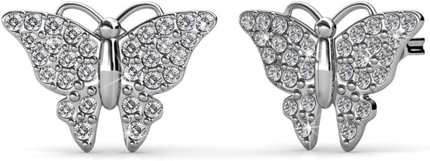 Cate & Chloe Everlee 18k Gold-Plated Butterfly Stud Earrings with Pave Simulated Diamond Crystals, Hypoallergenic Jewelry for Women, Giftable Accessory for Her on Christmas, Birthday, Anniversary
