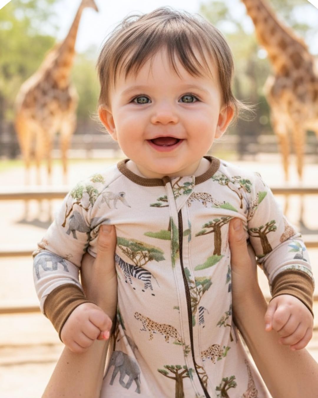 Baby Blues & Pink Viscose from Bamboo Baby Pajamas - 2-Way Zipper Footie Sleeper, Stretchy Convertible