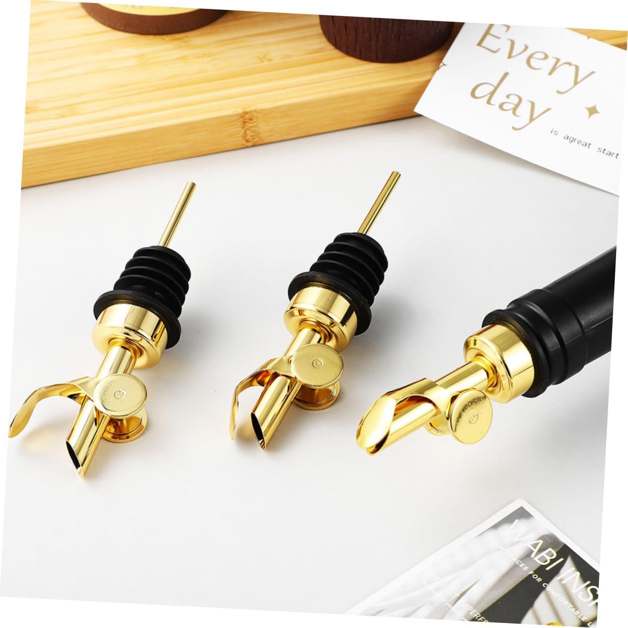 2pcs Stainless Steel Wine Pourer Spout Auto Flip for Oil Vinegar Drip Easy Cleaning