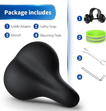 Oversized Bike Seat, Comfortable Bike Seat - Universal Replacement Bicycle Saddle - Waterproof Leather Bicycle Seat with Extra Padded Memory Foam - Bicycle Seat for Men/Women