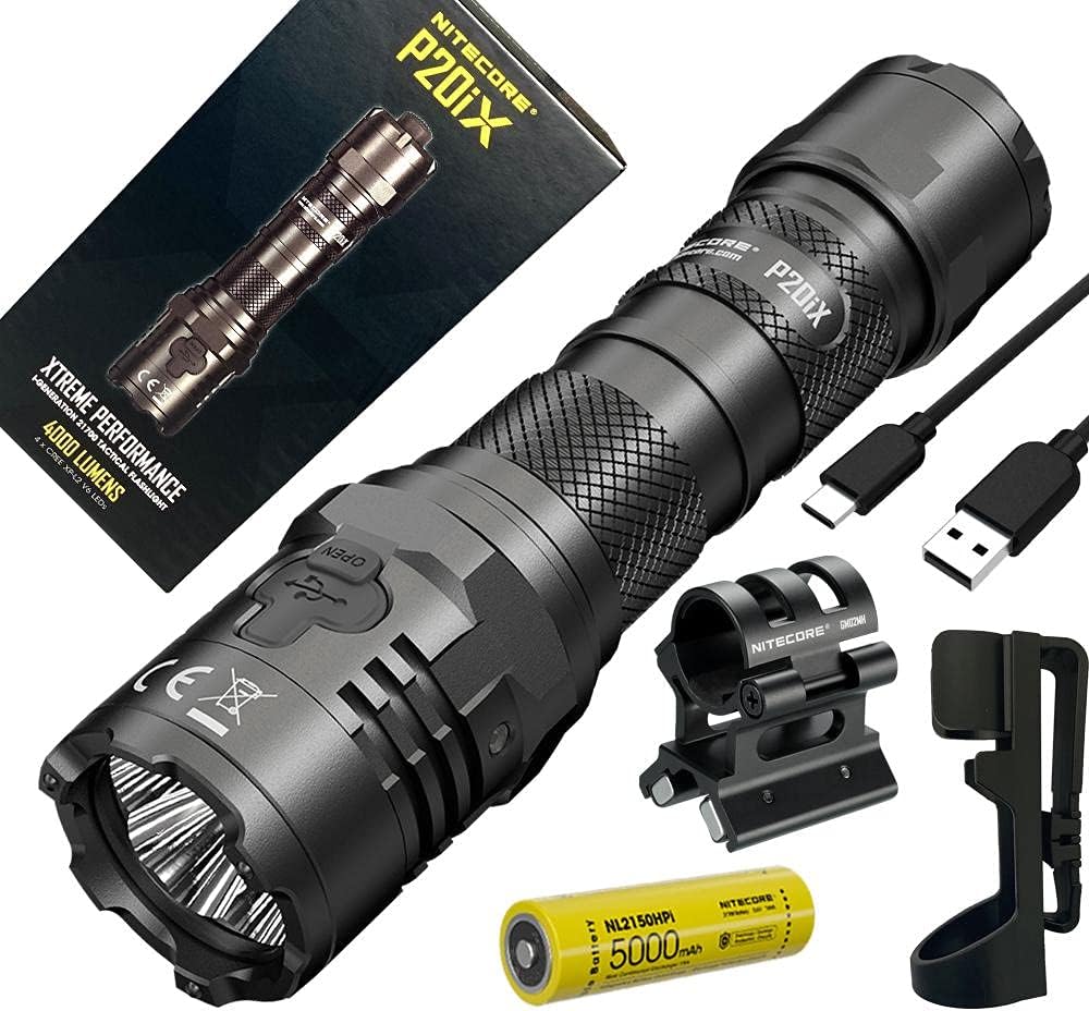 Nitecore P20iX USB-C Rechargeable LED Flashlight - 4000 lumen - w/Holster, GM02MH Mount and Battery Included