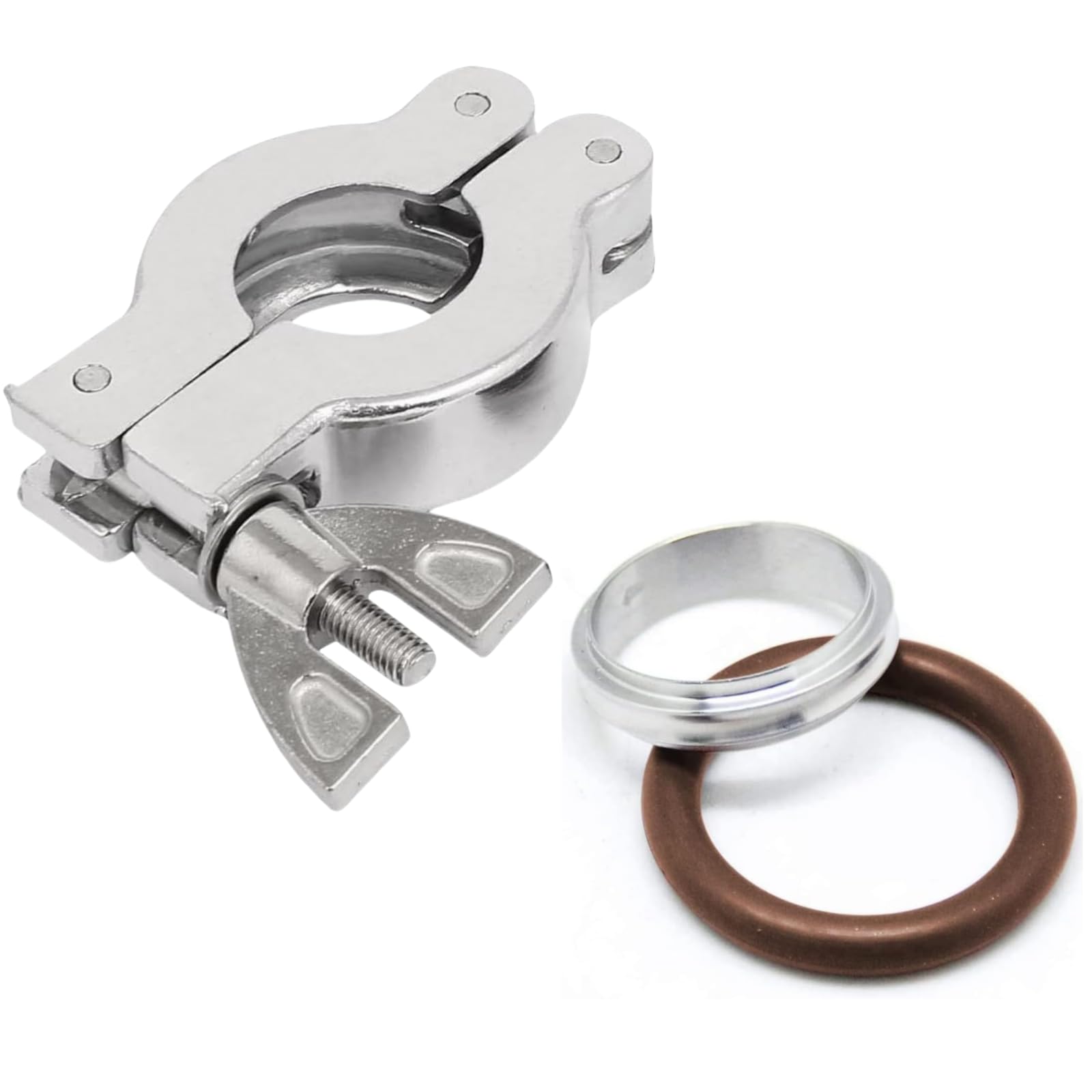 Lot de 2 colliers de serrage à écrou papillon KF16 en aluminium avec bague de centrage et joint torique FKM Viton pour étanchéité sous vide, pour une performance et une durabilité améliorées