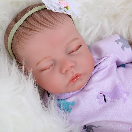 Miniatura 5 de KSBD Reborn Baby Dolls Real Delilah, muñeca recién nacida de 18 pulgadas con venas realistas, muñeca Reborn de vinilo realista con cuerpo de tela