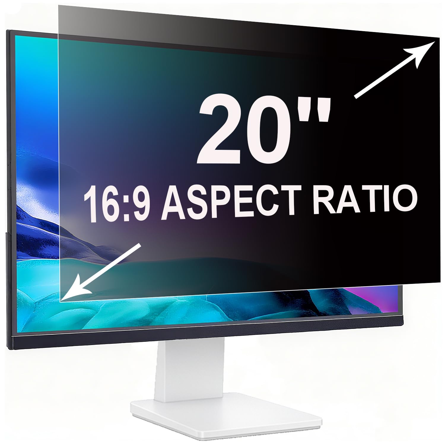 Filtre de Confidentialité pour 20 Pouces 16:9 (44.2x24.9cm) Moniteur,Anti-Lumière Bleue & Anti-Reflet, Amovible | Filtre de confidentialité pour écrans PC plats et incurvés