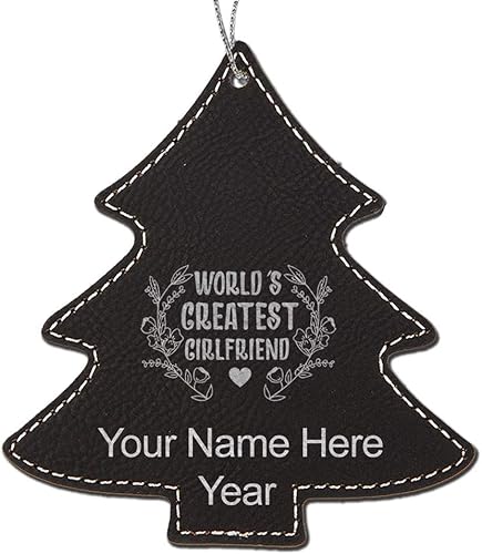 Miniatura 6 de LaserGram Personalized Christmas Ornament, World's Greatest Girlfriend, Faux Leather, Custom Laser Engraved Gift Idea (Tree Shape, Pink) Pink,Black