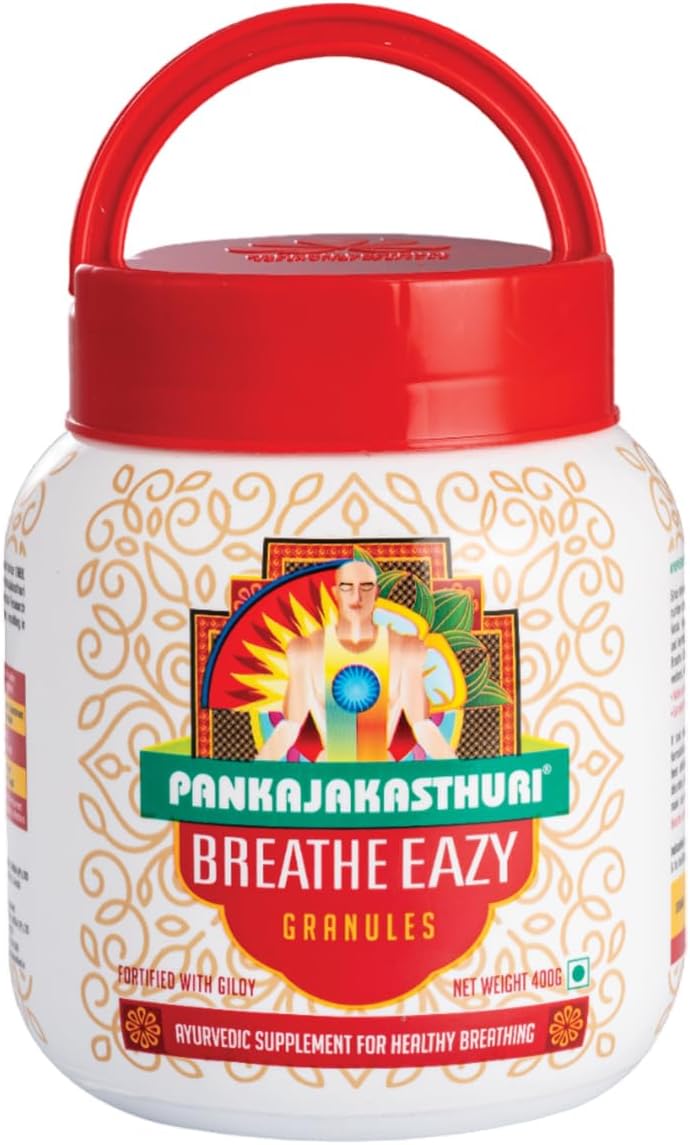 Pankajakasthuri Breathe Eazy Granules 100% Ayurvedic For Cough & Cold, Sinus, Asthma, Bronchitis & Breathing Disorders | Natural Immunity Booster | Unique Blend of 17 Ayurvedic Herbs - 400g