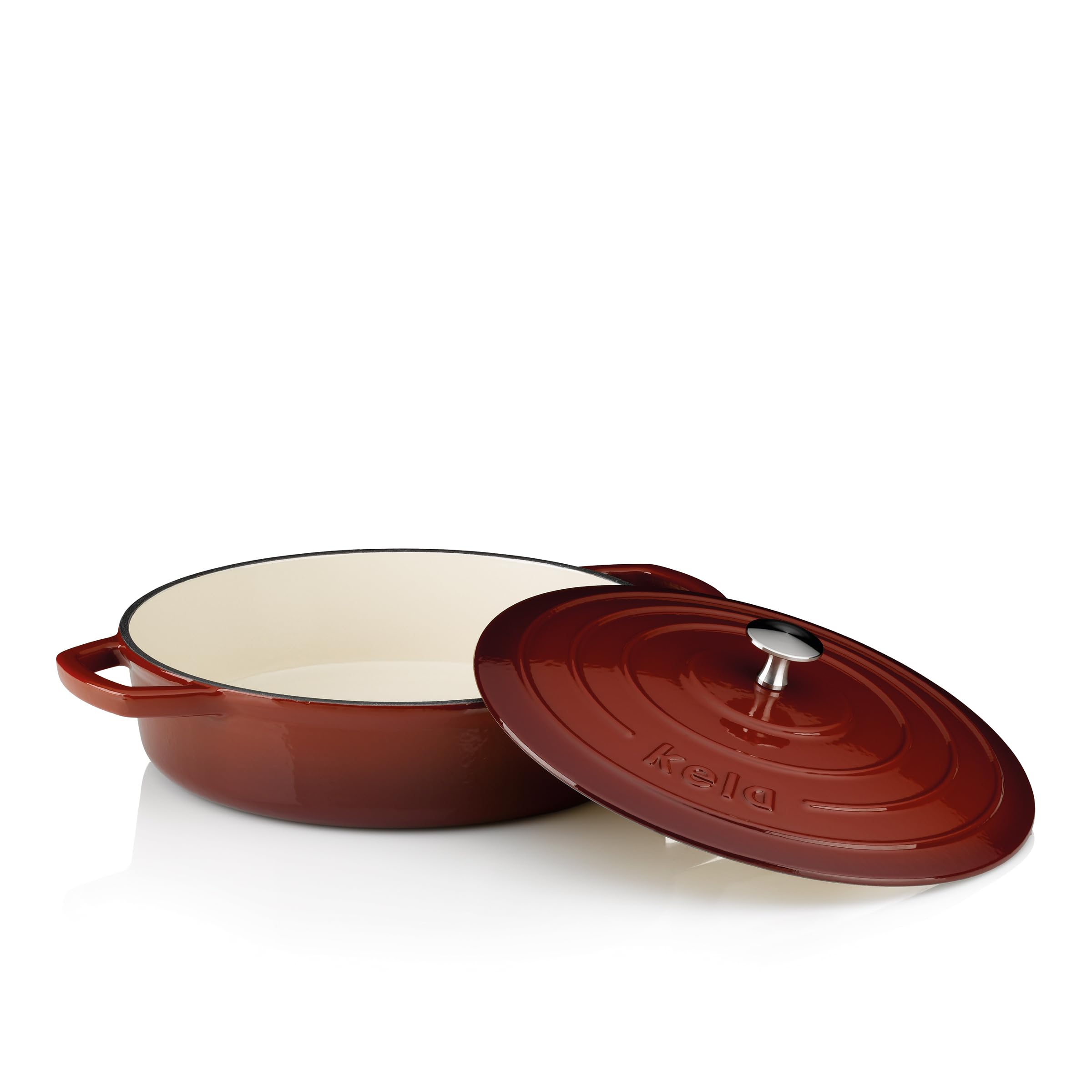 kela Calido, Ø 28 cm, 3,2 l, żeliwo, czerwone, okrągłe, dno do wszystkich kuchenek, emaliowane, odporne na temperaturę do 300°C, 11938