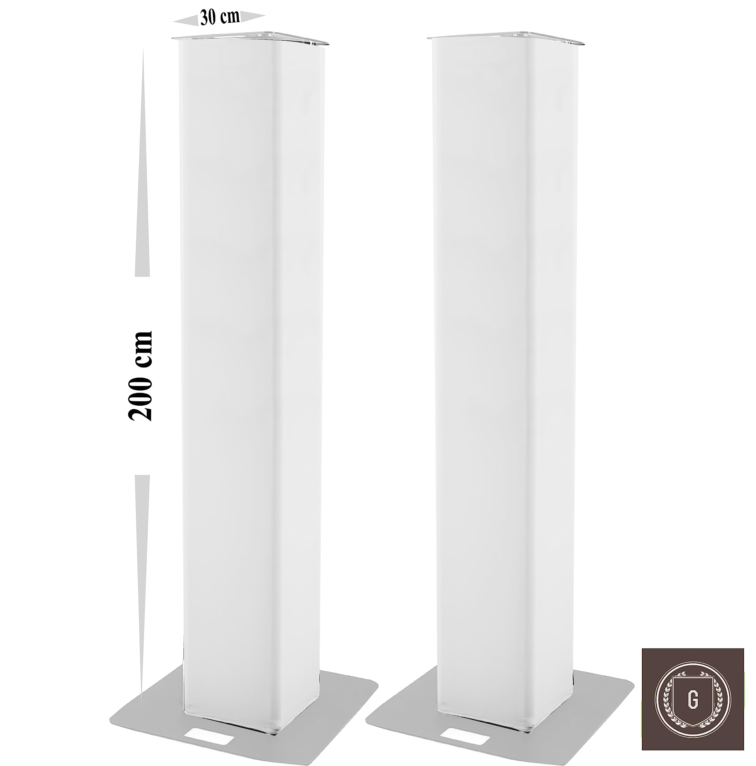 Coppia di fodere per totem in spandex, copertura truss 30x30 cm, scelta di 4 altezze (200 cm di altezza, bianco)