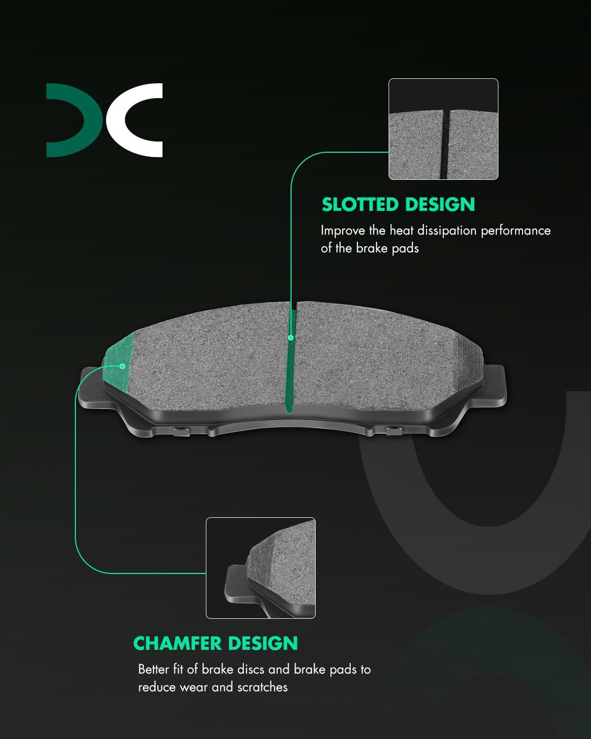 SCITOO D1378 Semi-Metal Brake Pads Kits Front Replacement For Acura MDX 2007-2019,For Acura ZDX 2010-2013,For Honda Pilot 2009-2019,For Honda Ridgeline 2017-2019