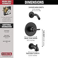 Vista 2 de Delta Faucet Trinsic 14 Series Single-Handle Delta Shower Trim Kit, Matte Black Shower Fixture, Matte Black T14459-BLLHD