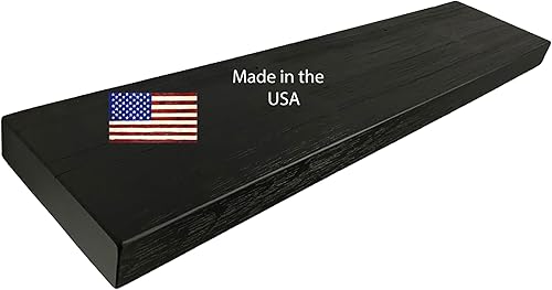 Vista 123 de joelsantiques - Estante rústico y contemporáneo con soportes, pino macizo, hecho a mano en Estados Unidos, 2 pulgadas de grosor x 8 pulgadas de Gris