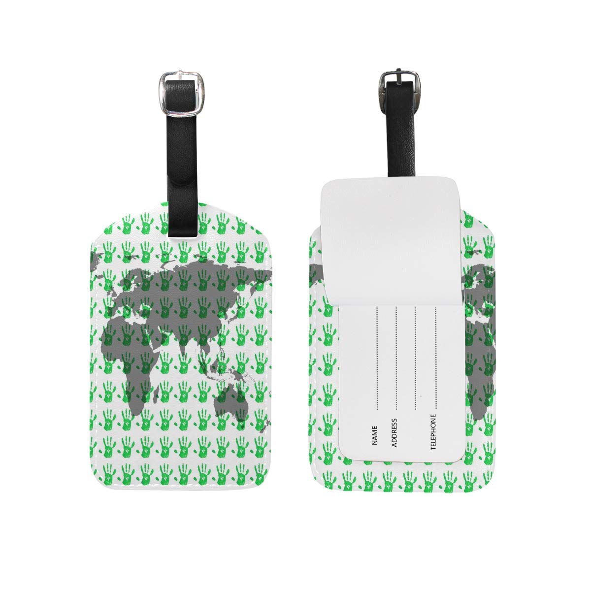 Buy Luggage Tag for Baggage Suitcase Fingerprints World Leather Travel