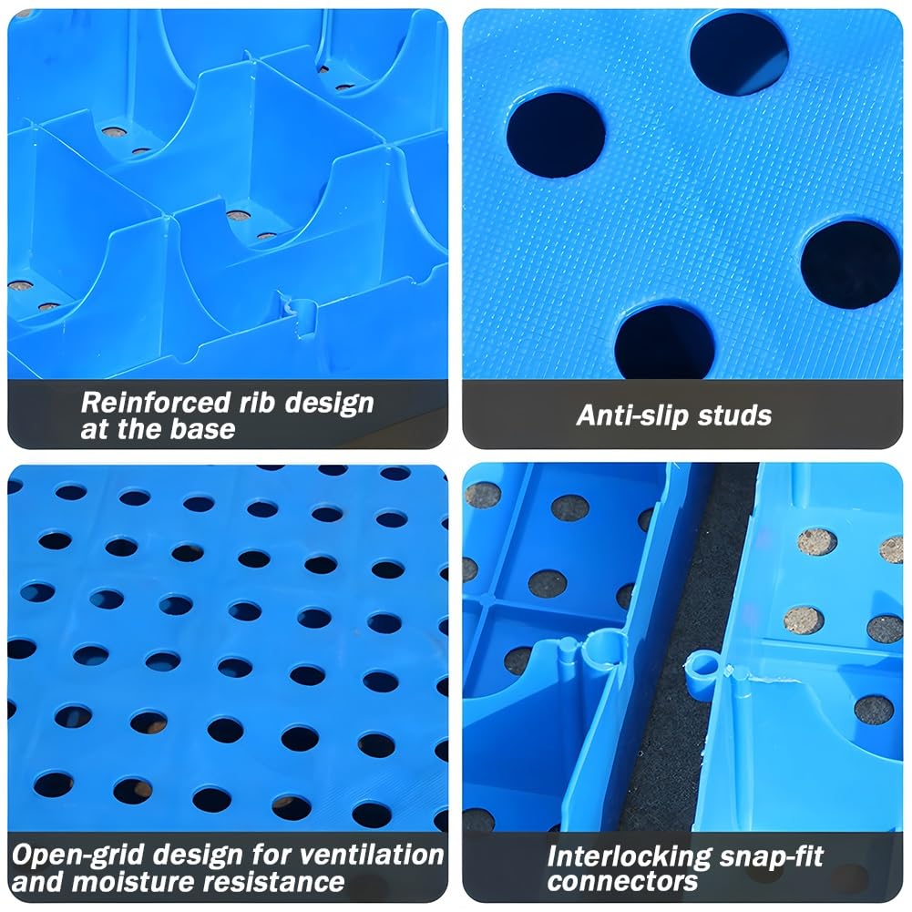 Palé De Polietileno Para Almacenamiento En Sótanos | Plataformas Apilables Y Transpirables Con Ventilación, palé De Suelo Resistente A La Humedad Para Supermercados(60x50x5cm)
