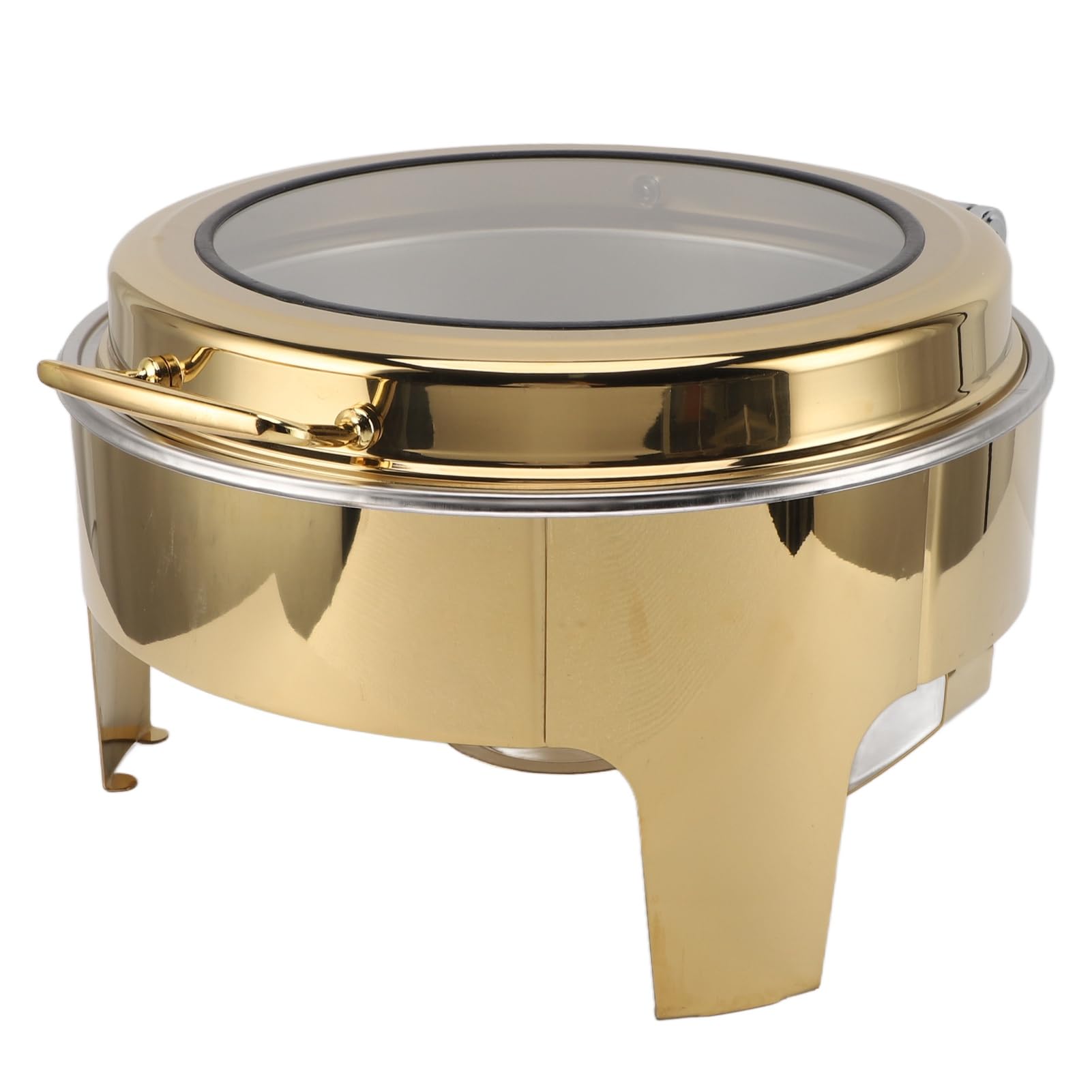 Scaldavivande Rotondo per Buffet da 6 Litri, capacità Addensata, Comodo e Portatile, per Hotel, Ristorante, Casa, Buffet (Pentola a 2 scomparti)