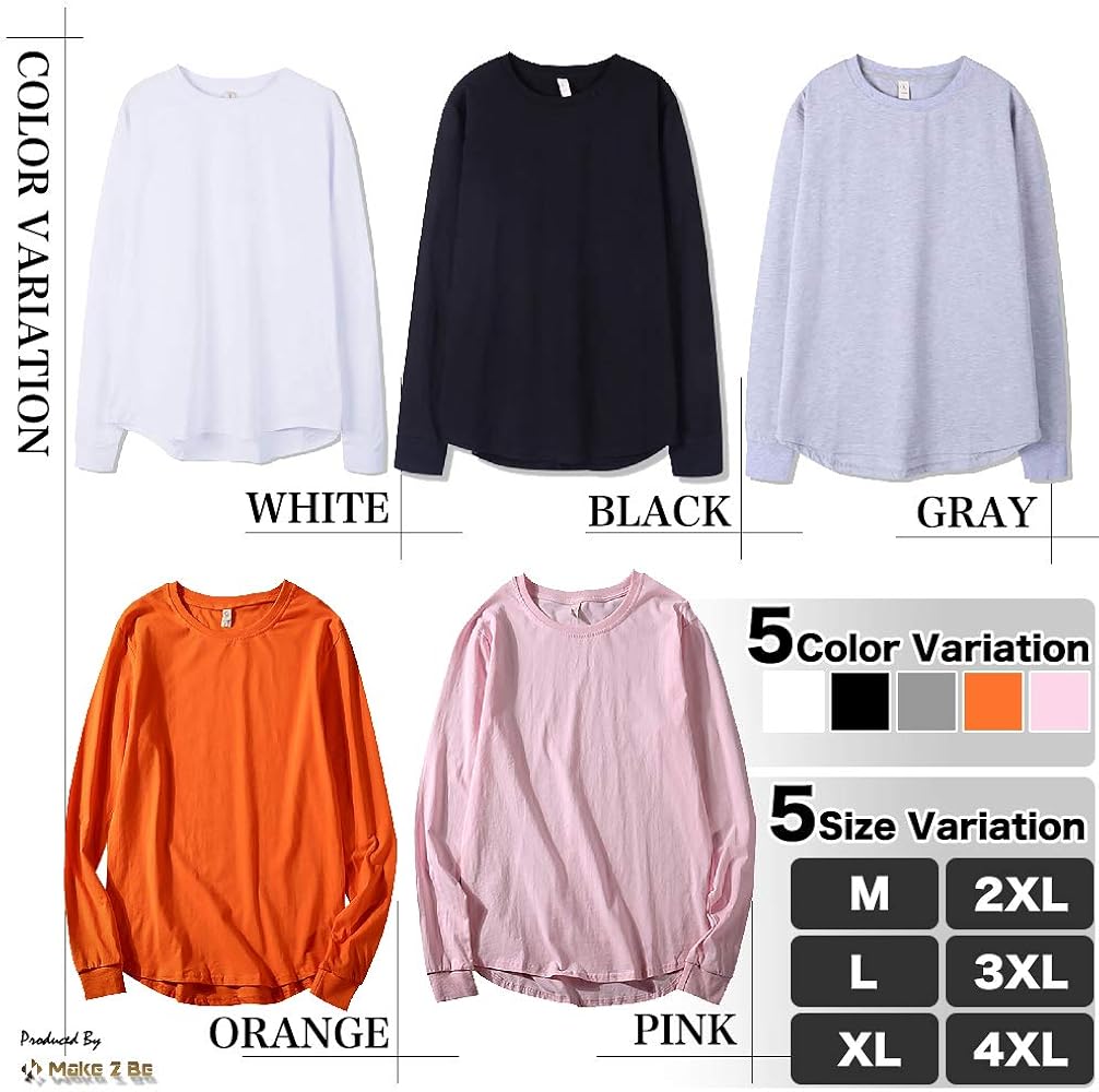Amazon | [Make 2 Be] スーパー ロングスリーブ Tシャツ 長袖 リブ