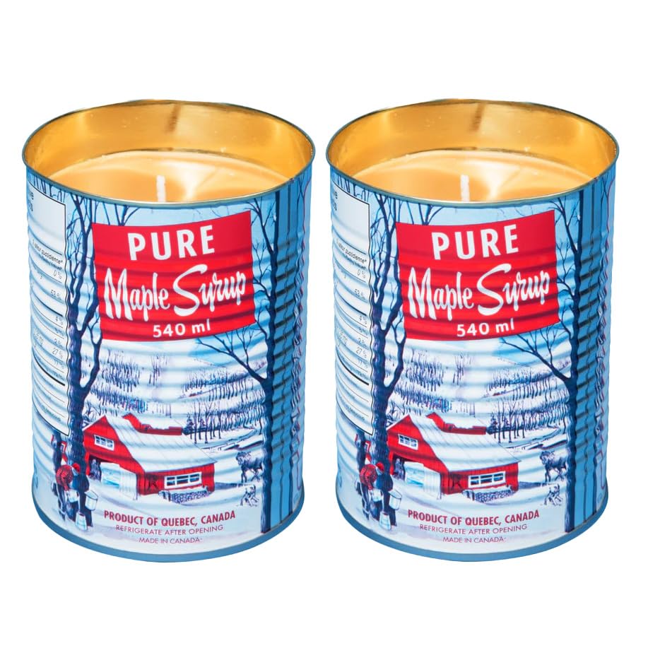 Seracon Handcrafted Maple Syrup Tin Candle Authentic Maple Scent with Natural Soy Wax & Lead-Free (Cotton Wick 2 Pack)
