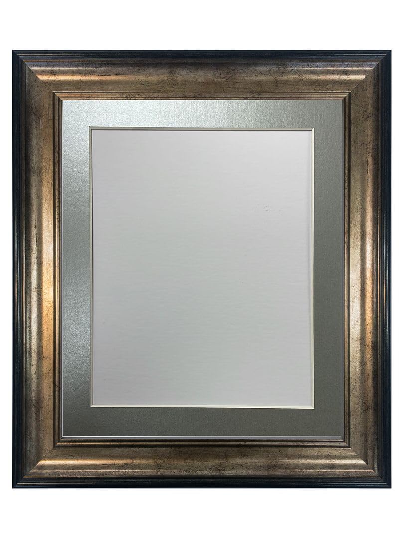FRAMES BY POST Scandi Black & Gold Picture Photo Frame with Silver Mount 7 x 5 Image Size 5 x 3.5