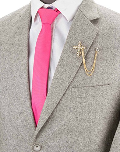 Knighthood Golden Stone Cross with Hanging Chain Brooch Golden2