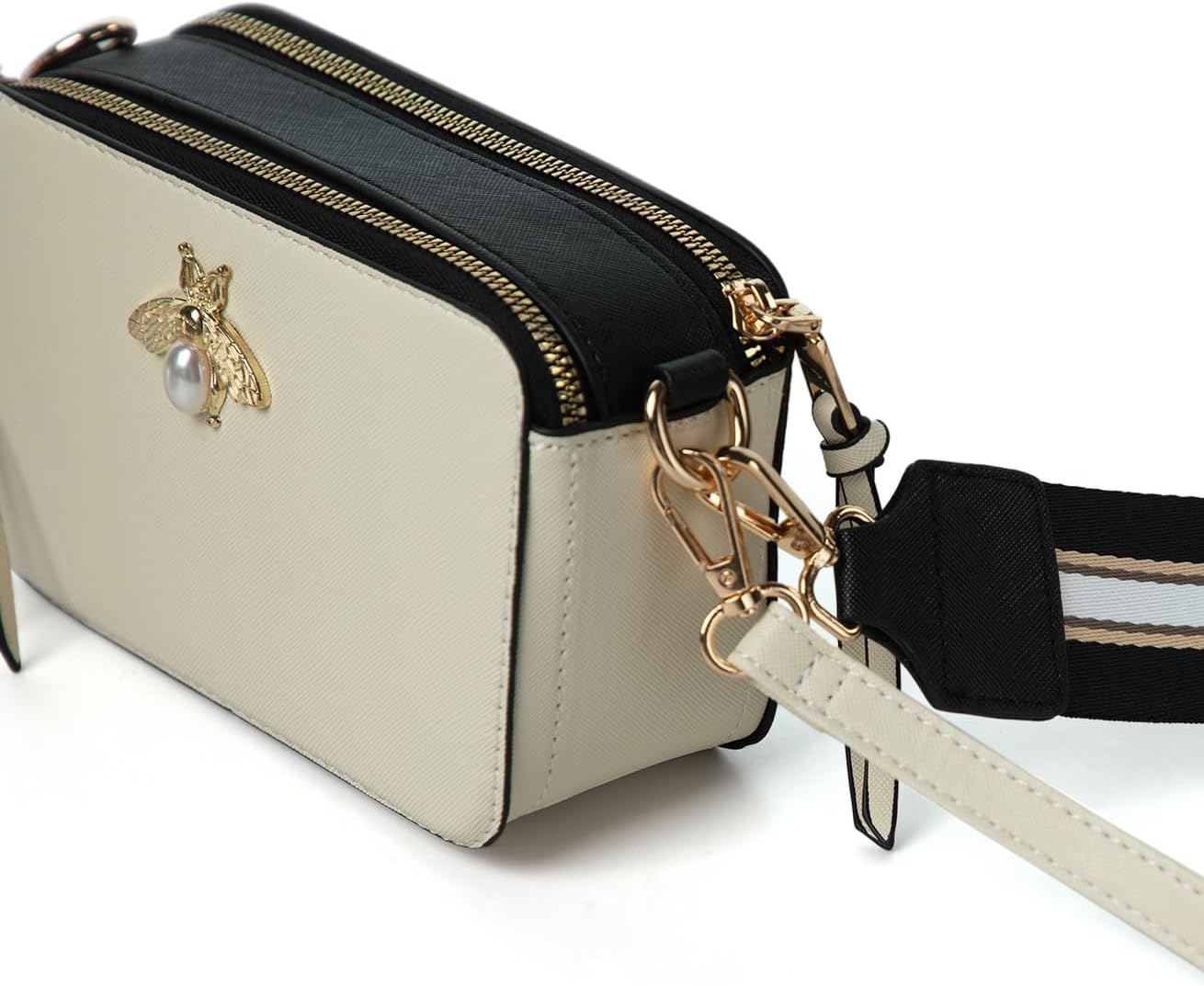 Bee Purse Camera Crossbody Bags for Women Trendy Small Snapshot Bag Wide Strap Leather Shoulder Clutch Handbags - Image 5