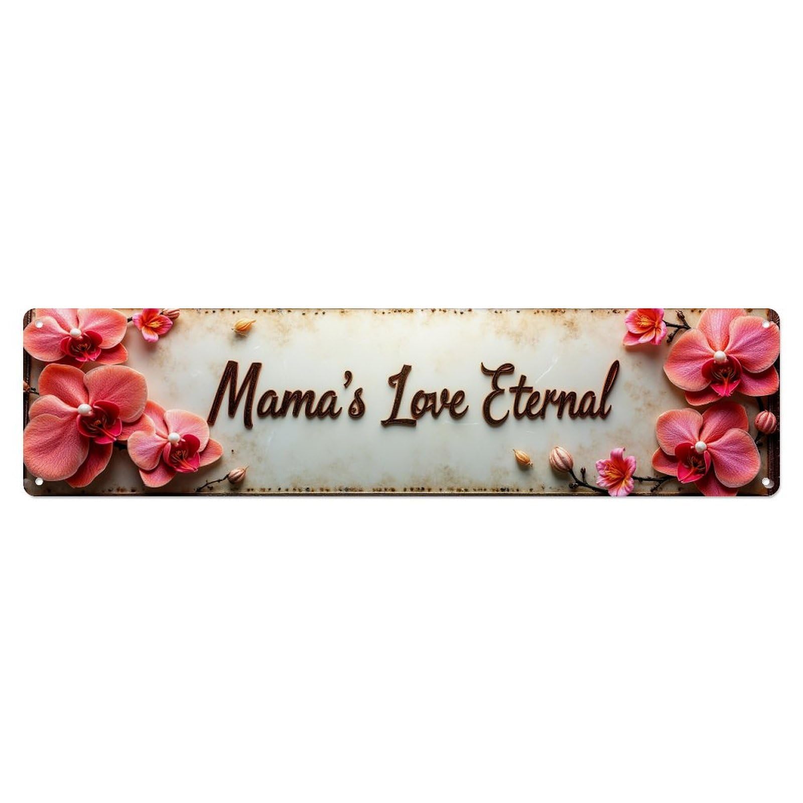 Floral Orchid Background Text Retro Metal Tin Sign, Vintage Decor Art Poster for Bar, Home, Man Cave, Kitchen, Laundry Room Gift 4x16Inch