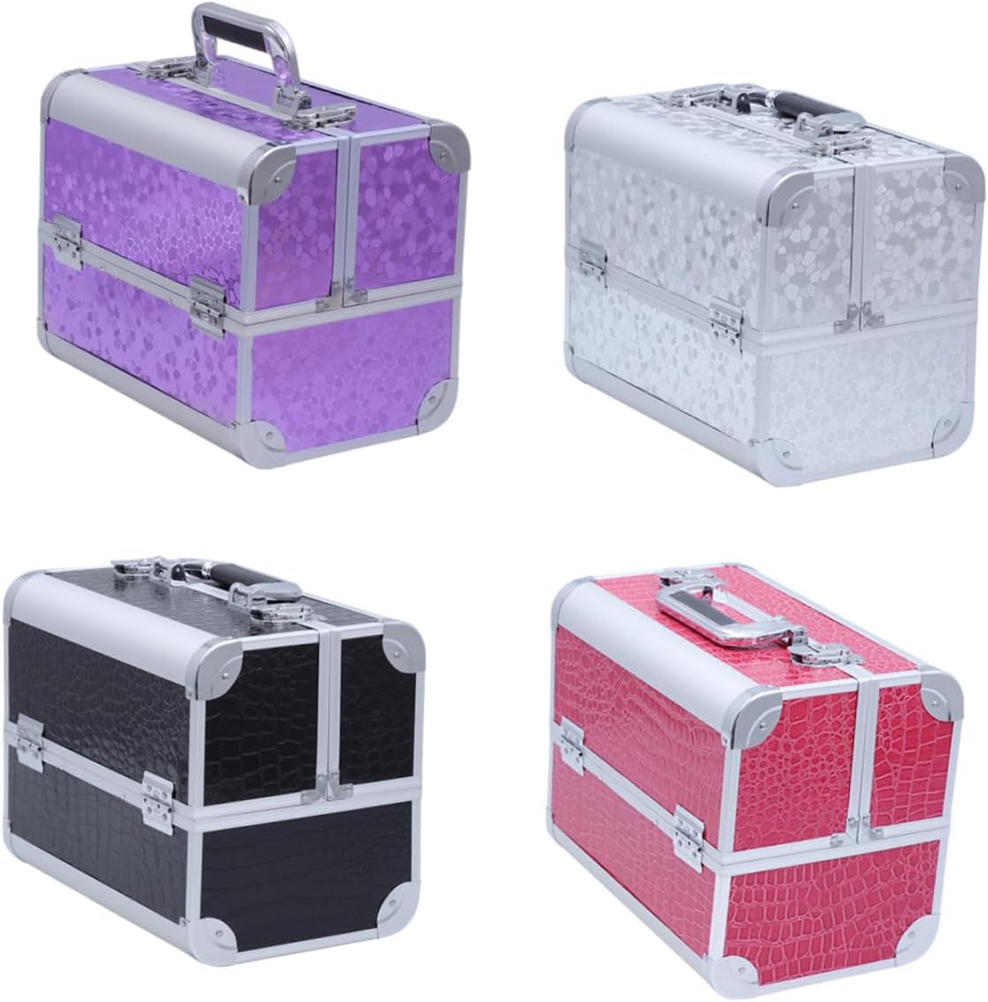 Travel Make up Bag Makeup Train Case Aluminum Alloy Make up Organizer Cosmetic Case Major Makeup Box, As Shown, medium