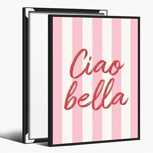 Miniatura 33 de WLZWD Arte de pared con cita italiana Ciao Bella, impresión en lienzo preppy femenina, decoración estética, retro, póster lindo arte de pared