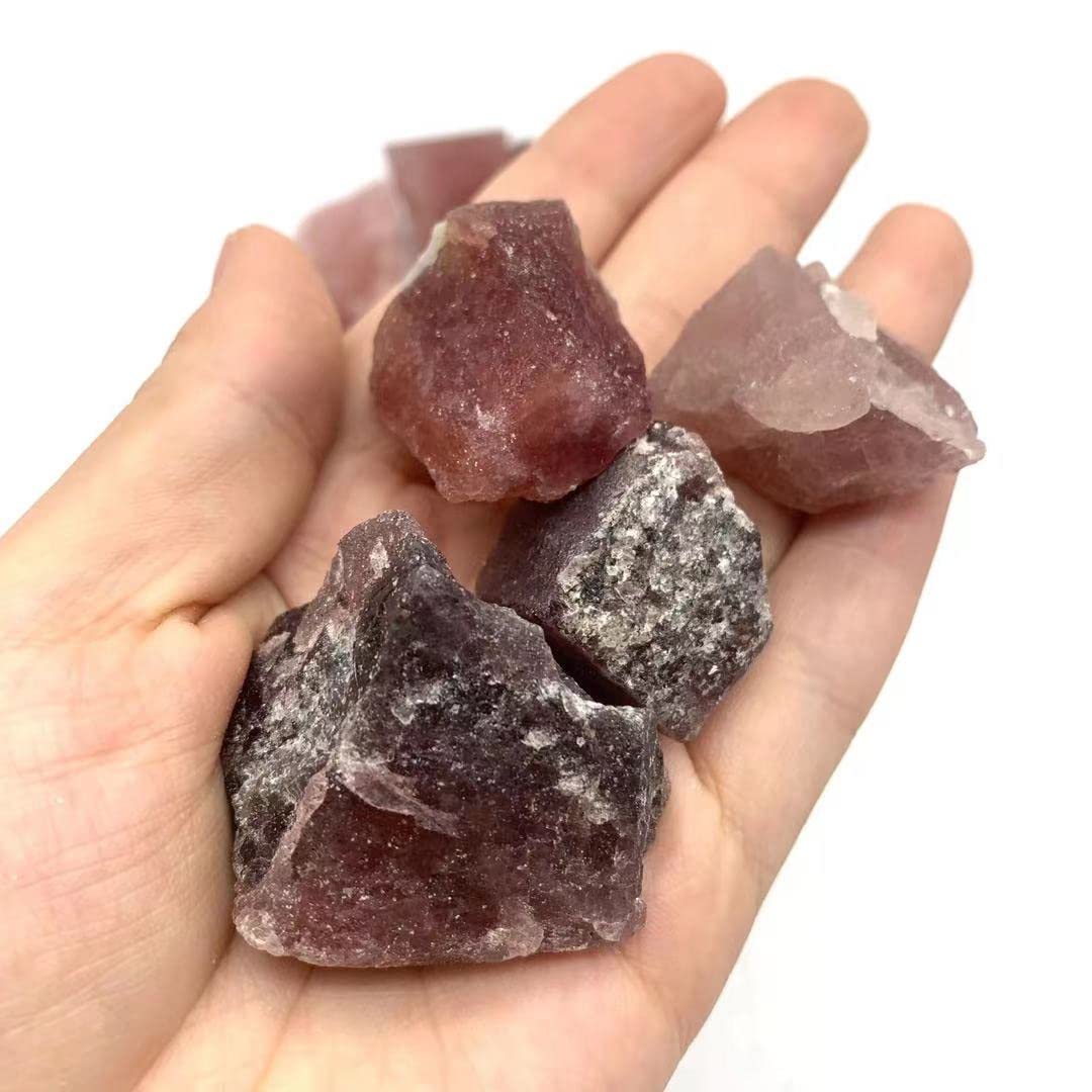 Home Kolekcje Hurtownia Naturalny Surowy Kamień Kamienny Czerwony Truskawkowy Kwarc Kryształ Materiał Kamień 300 g