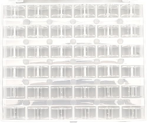 Miniatura 8 de 10 juegos de bobinas de coser transparentes de 36 compartimentos, bobinas de coser de plástico con caja de almacenamiento para coser manualidades,