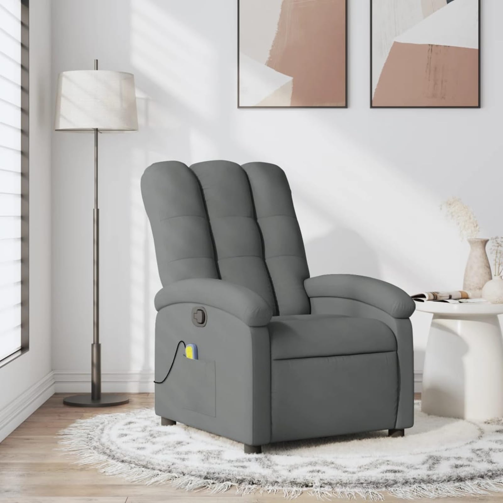 BaraSh Sillón de Masaje Sillon Masaje Relax Electrico reclinable de Tela Gris Oscuro Sillones Relax Levantapersonas
