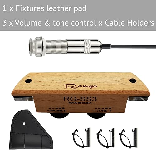 Vista 4 de RG-SS3 Pastilla de guitarra acústica pasiva Woody Magnetic Soundhole con control de tono de volumen para guitarras acústicas de cuerda de acero