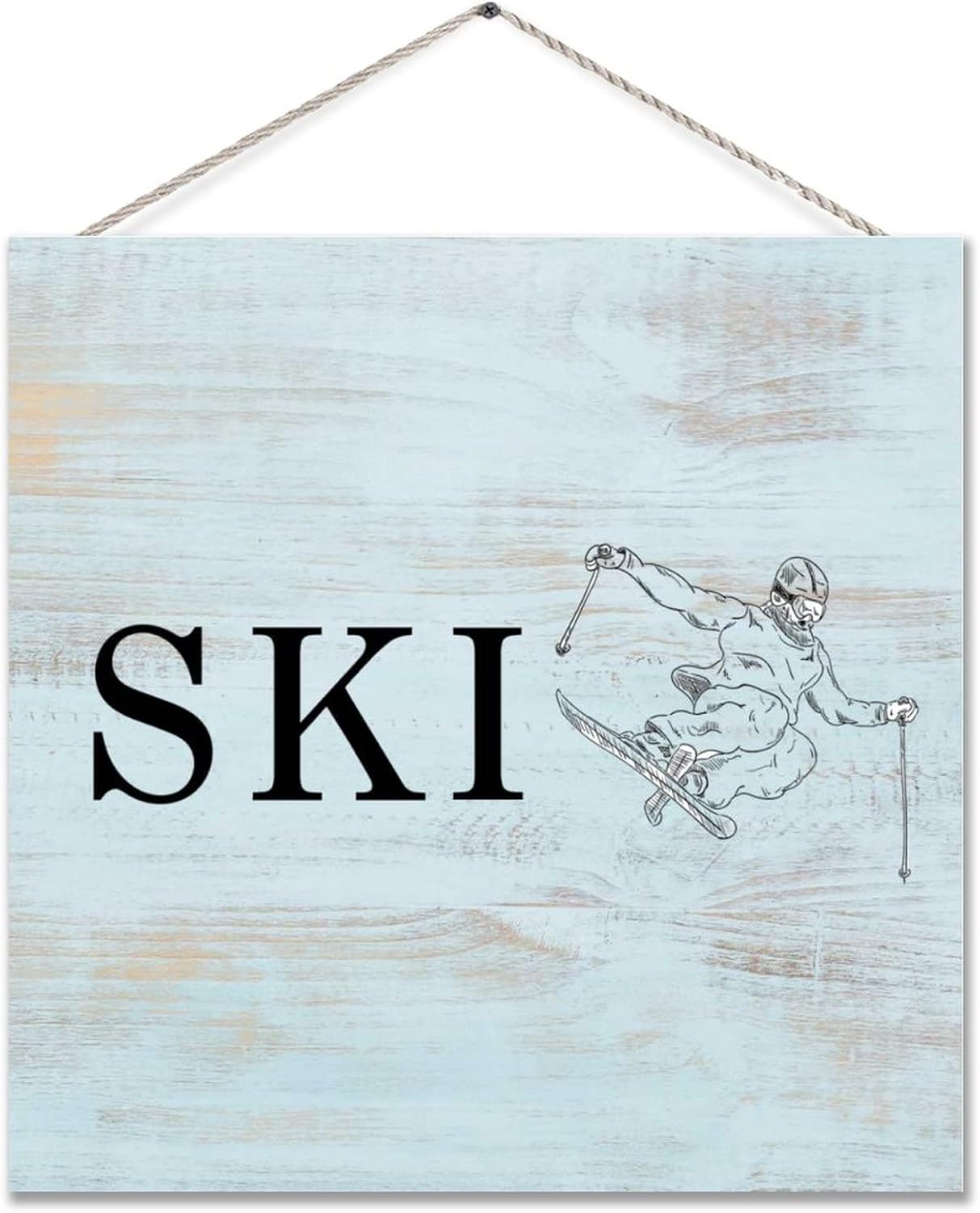 Aesthetic Wood Sign Plaque Ski Wooden Hanging Plaque Wood Plank Hanging Plaque with Hanger Antique Home Hanging Sign Home Decor for Dining Room Deck