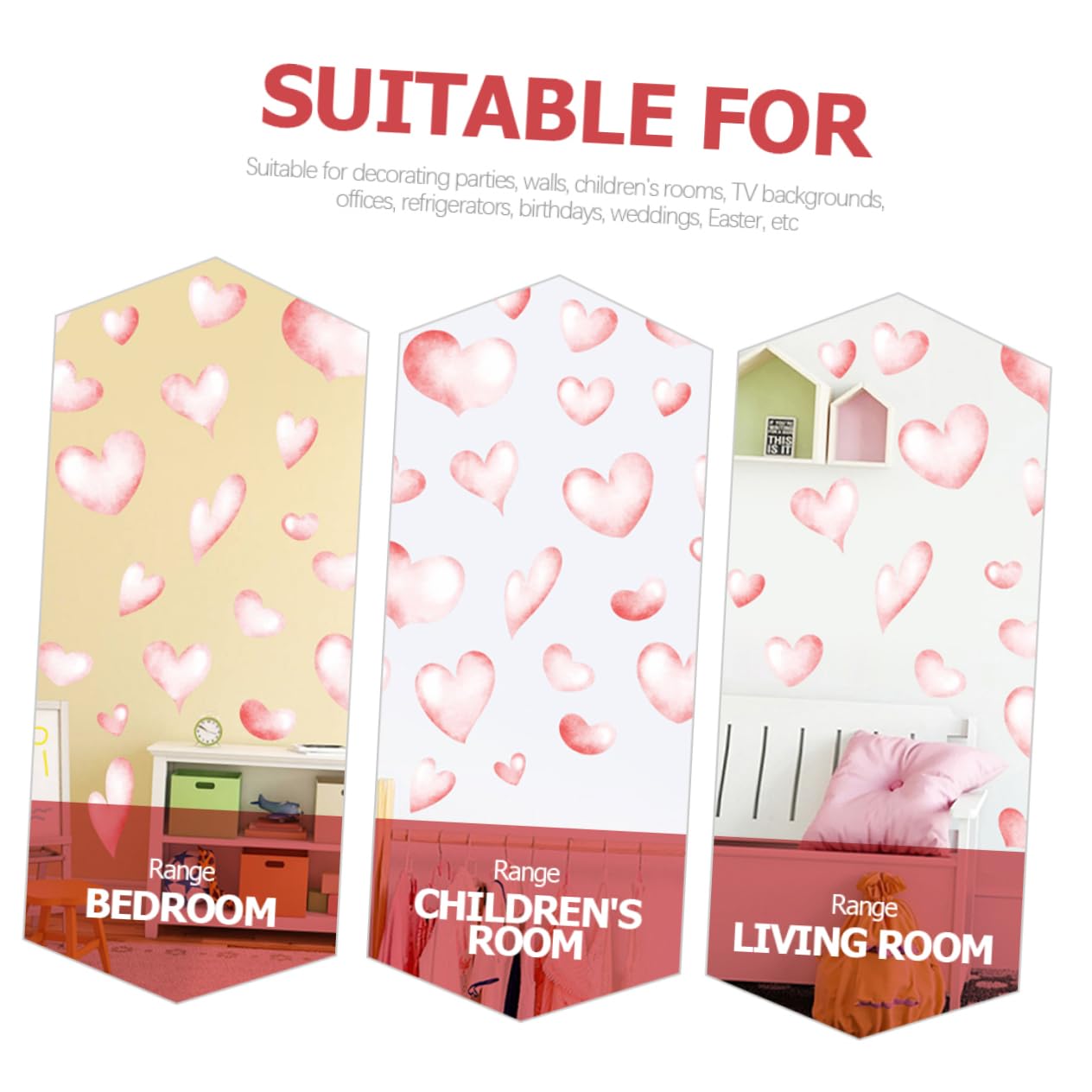 HEMOTON 5 Set Di Adesivi Murali A Forma Di Cuore Per La Decorazione Della Casa Adesivi Murali Per La Cameretta Dei Bambini