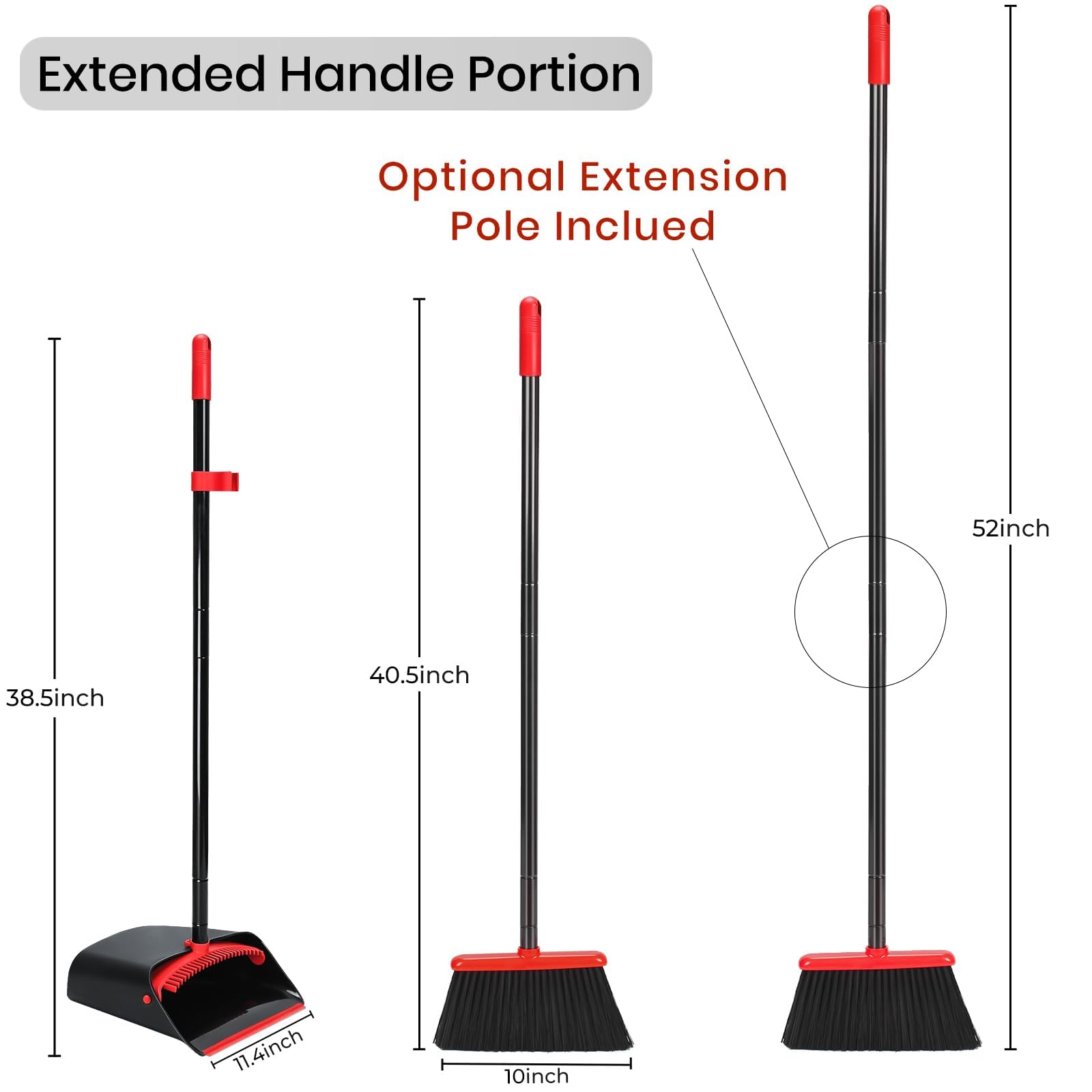 TreeLen Zestaw Broom and Dustpan for Home, Upright Broom and Dustpan Combo Sweep Set..