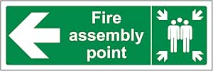 V Safety Fire Assembly Point Arrow Left 450 x 150 mm - Self Adhesive ...