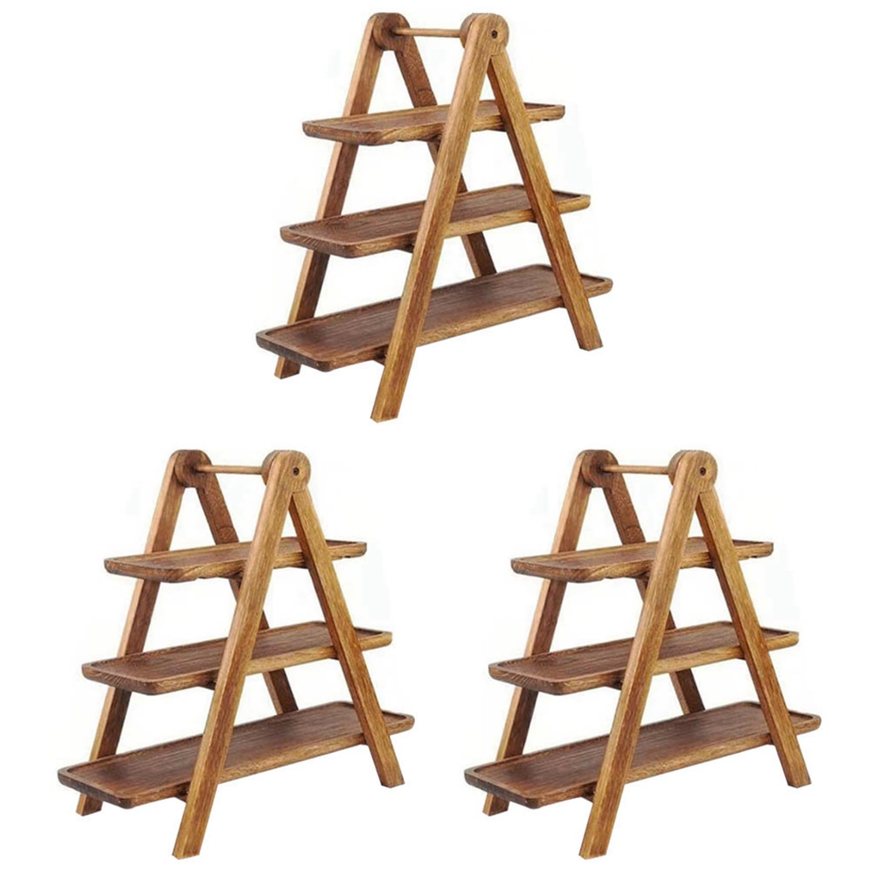 Vjsujehgy 3X 3 Tier Serving Tray Wood Tiered Tray Decor Cake Stand Farmhouse Tiered Tray Party Serving Dishes and Platters Trays