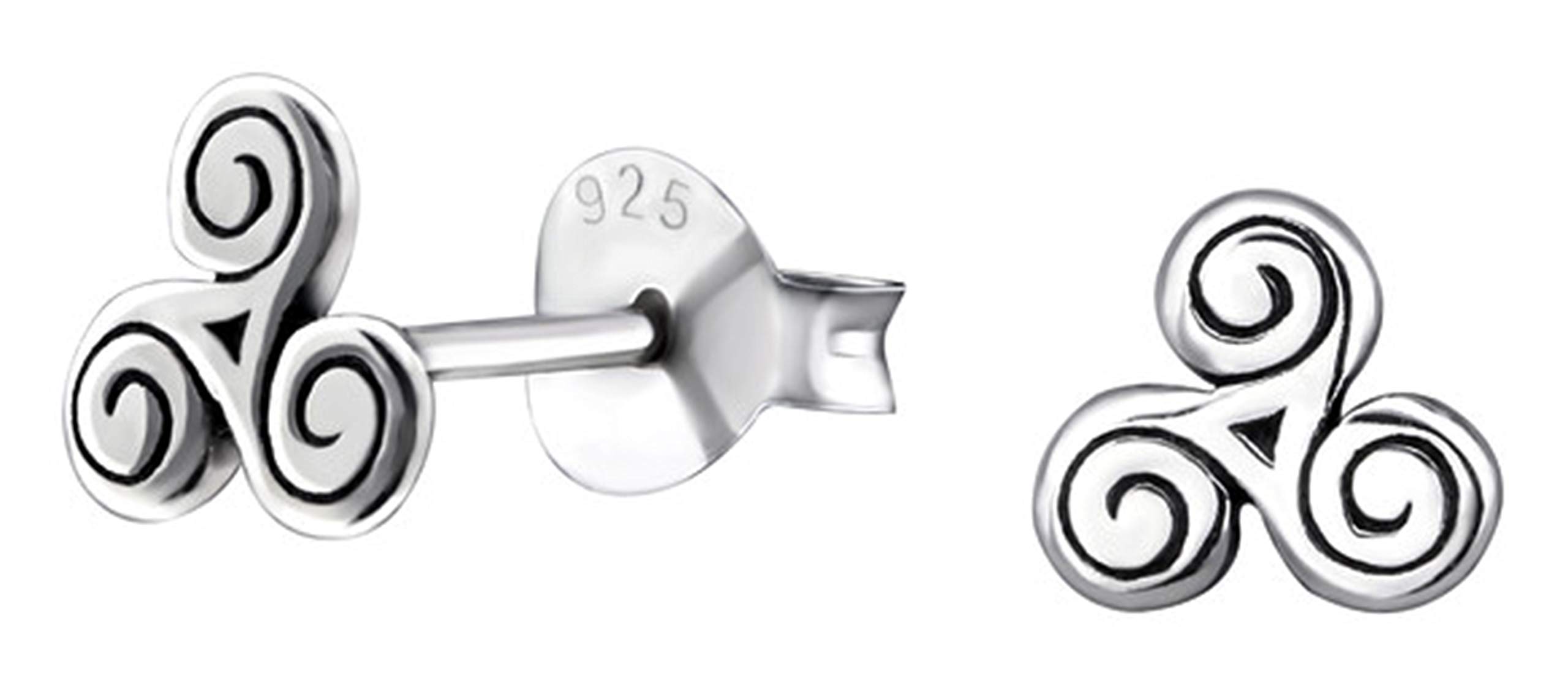 KIWI DAISY Hypoallergenic Sterling Silver Celtic/Trinity/Spiral Very Tiny Stud Earrings