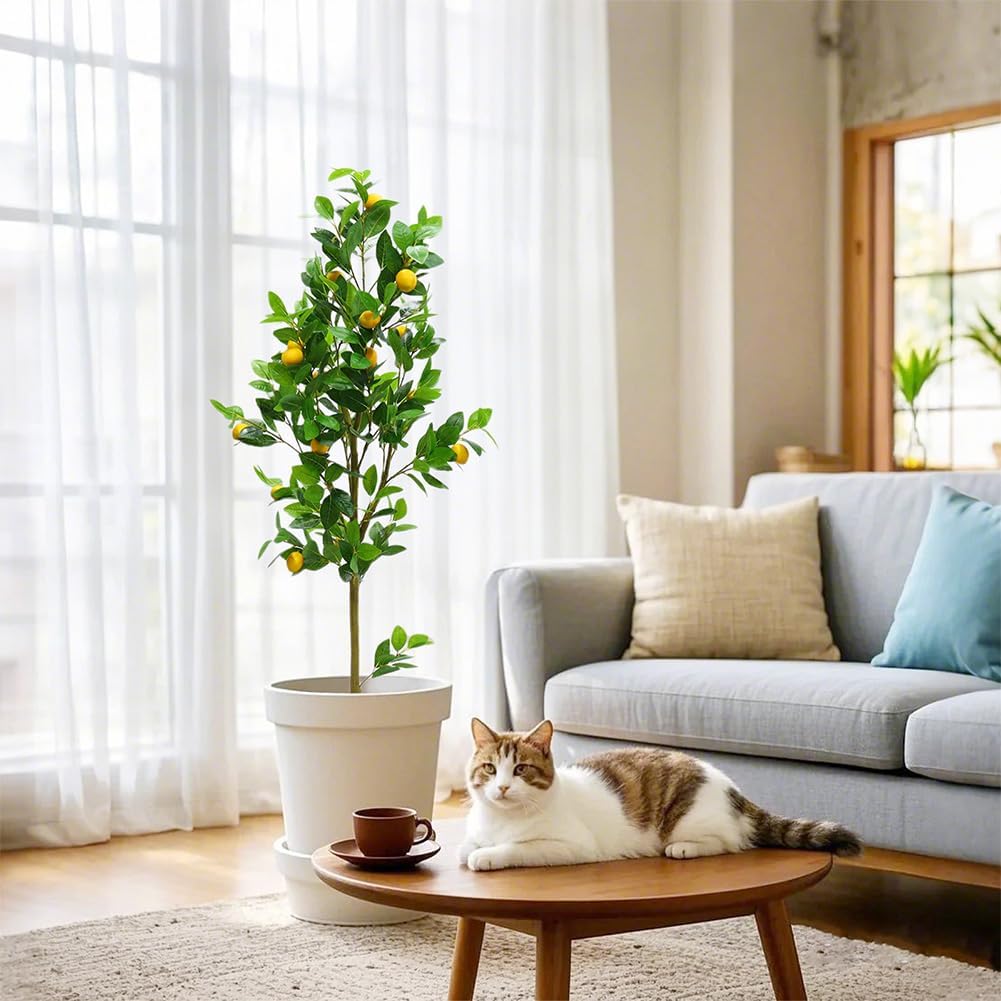 Arbre Artificiel Citronnier 150 cm/180 cm - Grande Plante Artificielle Citronnier avec Fruits Réalistes, pour La Décoration De Votre Bureau à Domicile