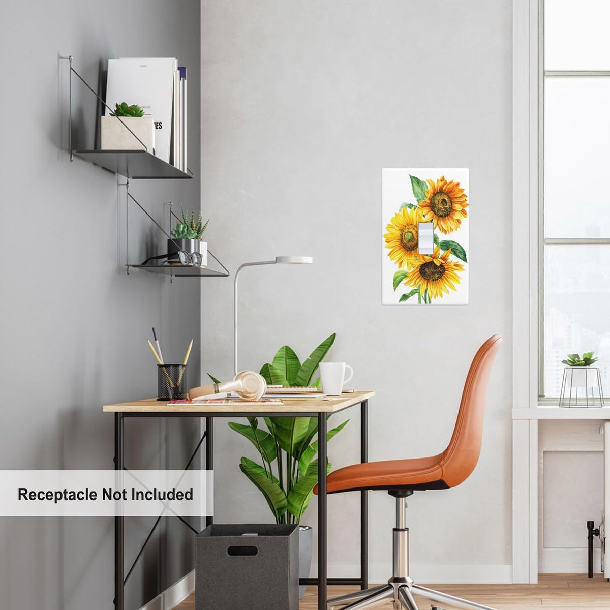 Bouquet of Yellow Flowers 1 Gang Light Switch Cover Watercolor Sunflowers Single Toggle Wall Plate Decorative Switchplate Home Decor for Bedroom Bathroom 4.5"x 2.76"