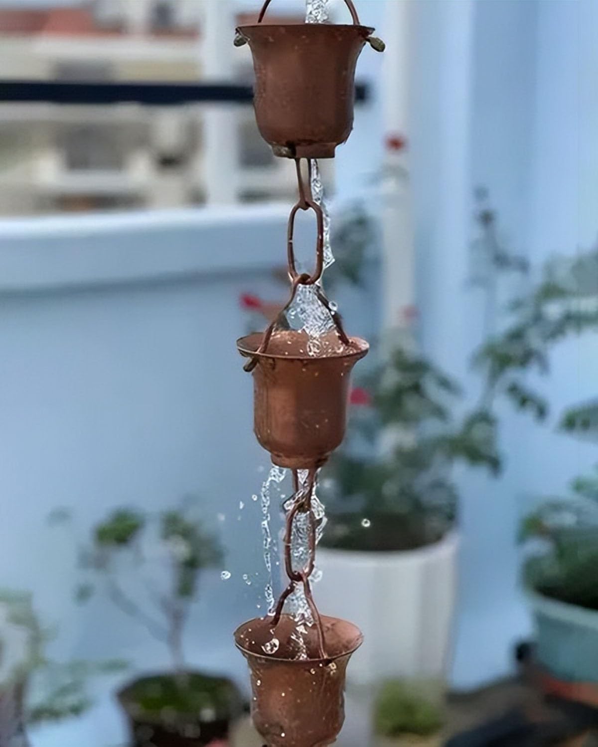 YNBSHGAA Rain Chain with Rust-Resistant Aluminum Alloy Cups for Efficient Rainwater Collection in Gardens and Courtyards,Brown-3.6m (11.8ft)